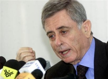 Syrian Vice President Abdul Halim Khaddam speaks to reporters at a news conference on Monday, Nov. 17, 2003 in Damascus.